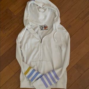 Free city white zip up hoodie